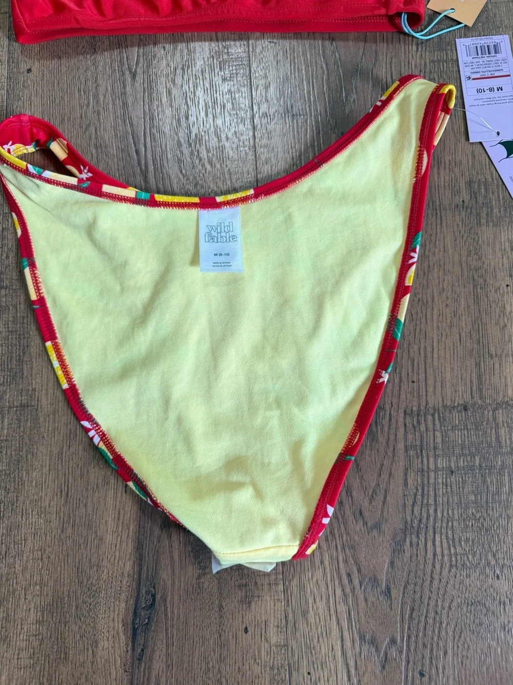 NWT! KONA SOL - WIL FABLE fruit print 🍋🍋 One-Shoulder Ruffle Bikini Set M 8-10